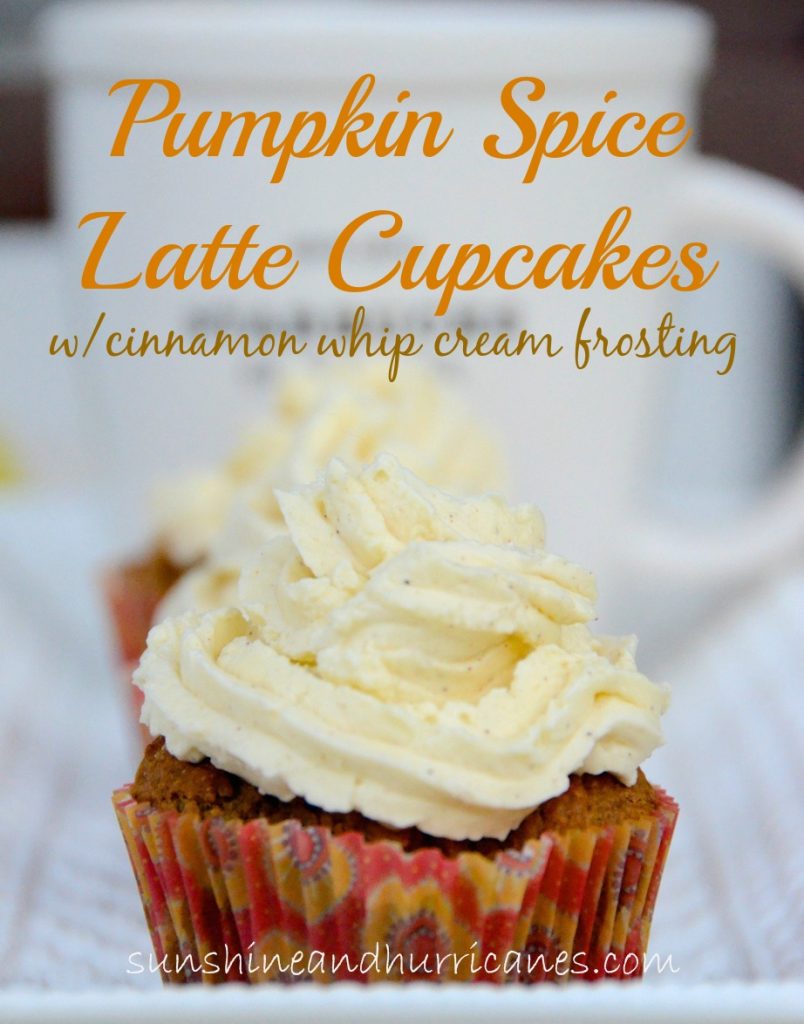 Pumpkin Spice Latte Cupcakes with Cinnamon Whipped Cream Frosting