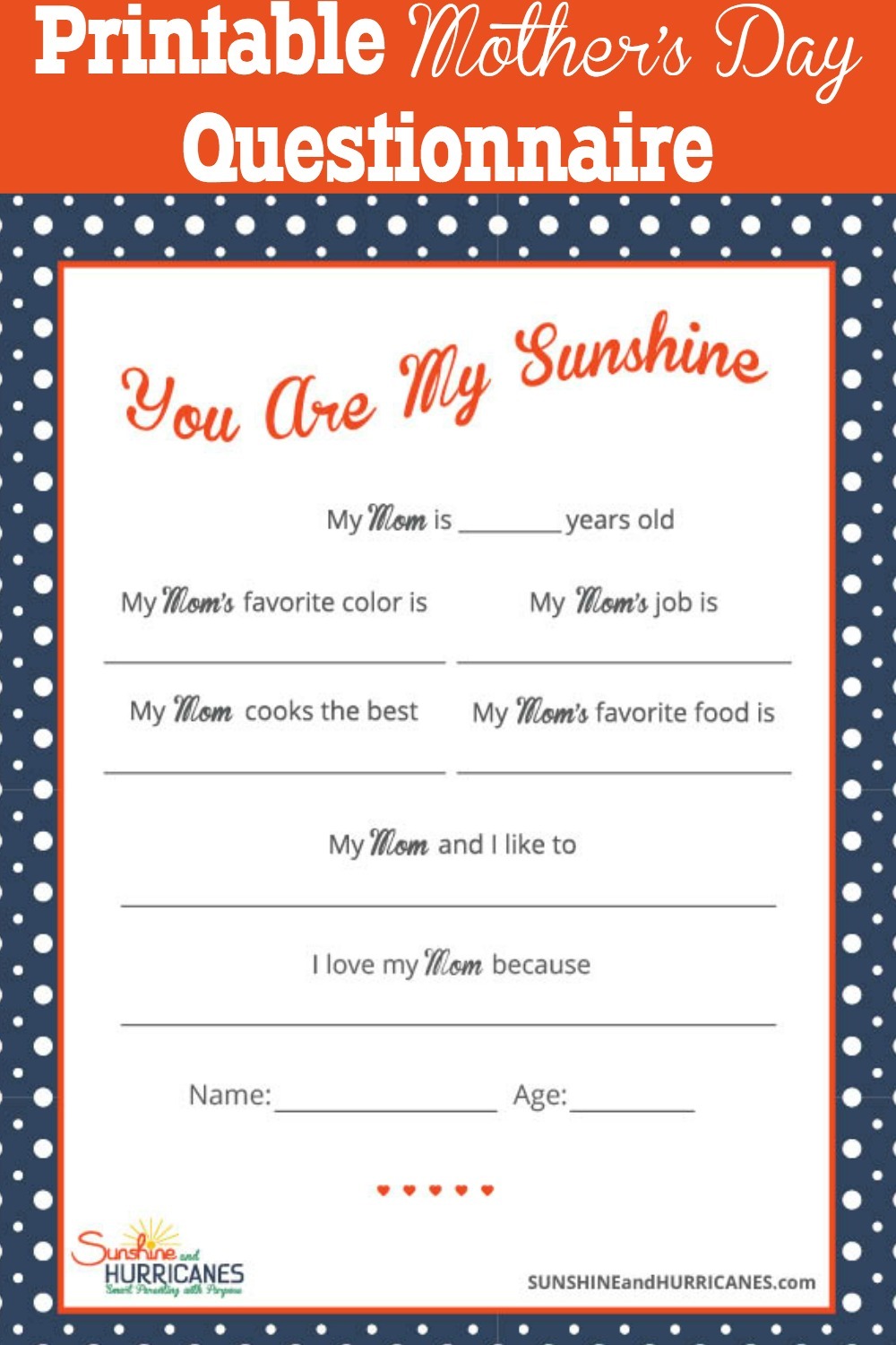 Printable Mother's Day Questionnaire