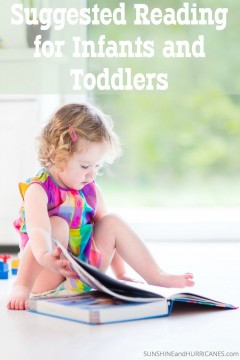 Looking for interesting and entertaining first books for your infant or toddler? There are some fabulous classics as well as many newer books that will inspire a love for reading in even the youngest children. Suggested Reading for Infants and Toddlers. SunshineandHurricanes.com