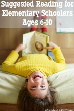 Are you looking for books that will continue to inspire a love for reading in your elementary schooler? There are dozens of favorites, new and old, that kids will love. This post provides plenty of Book Suggestions for Elementary Schoolers Ages 6-10. SunshineandHurricanes.com