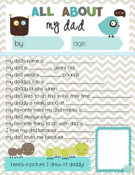 Father's Day Printable Round-Up. All About My Dad from Meet The Dubiens. SunshineandHurricanes.com