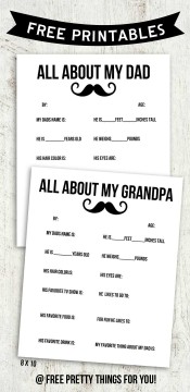 Father's Day Printable Round-Up. All About My Dad Mustache. SunshineandHurricanes.com