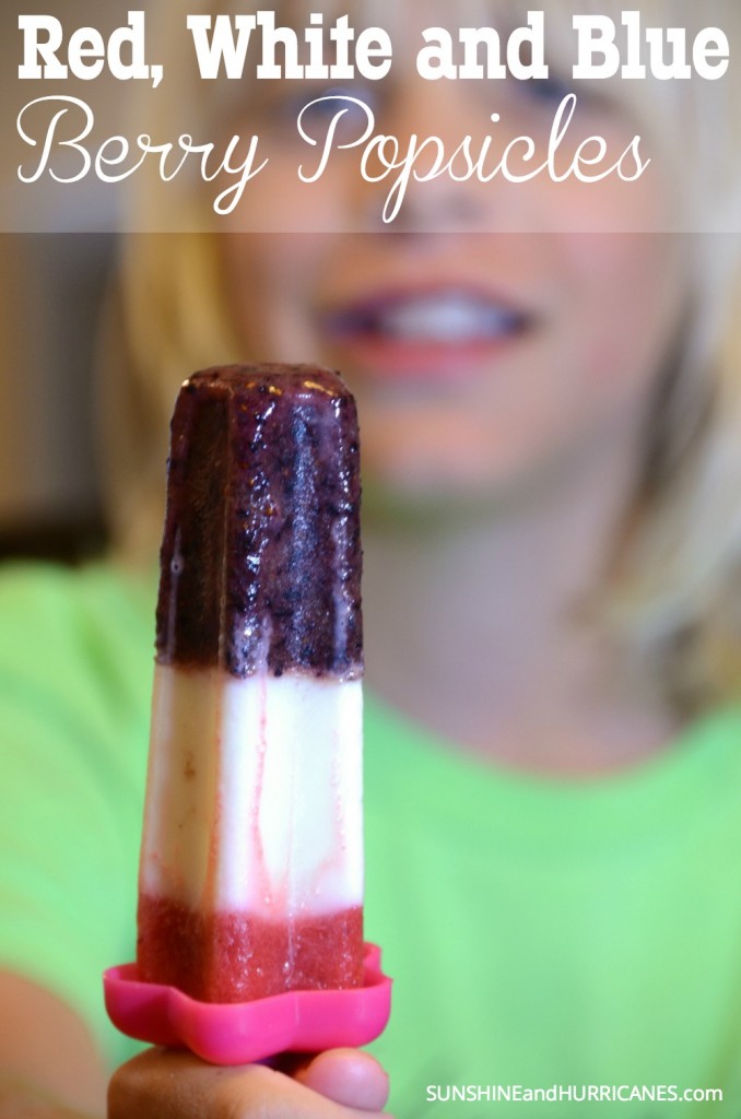 Looking for a cool treat that is just perfect for Forth of July or another patriotic holiday? Using blueberries, strawberries and yogurt, these patriotic popsicles are just the thing for a fun celebration on a warm day. Red, White and Blue Berry Popsicles. SunshineandHurricanes.com