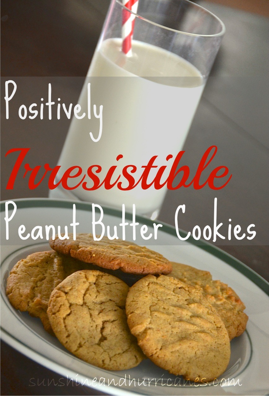 Positively Irresistible Peanut Butter Cookie Recipe.  This sweet treat has an extra peanut butter taste and is just the right combination of crispy to chewy.