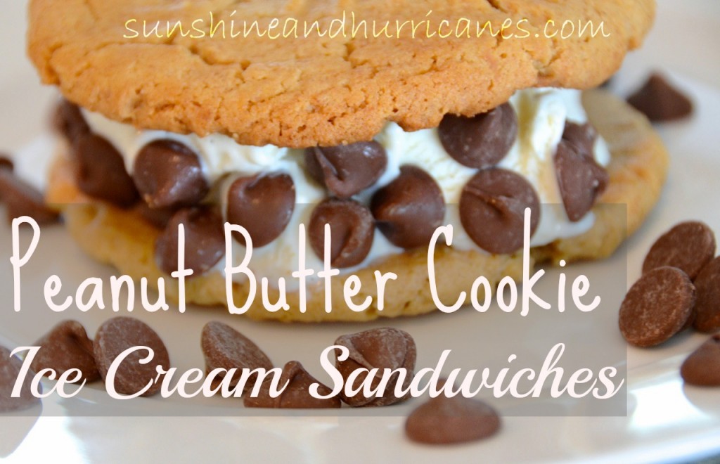 Peanut Butter Cookie Ice Cream Sandwiches Recipe - Sweet Treat for a Hot Day. Great for Kids and Parties.