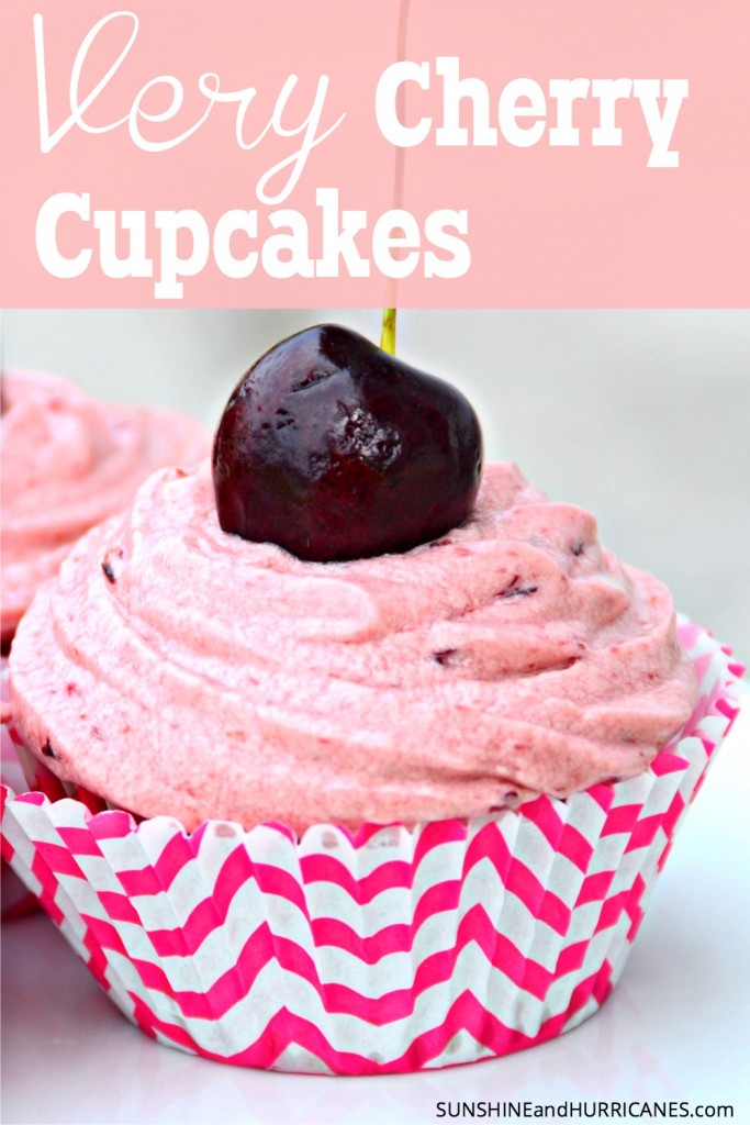 Are you a cherry lover or just looking for unique cupcake? These cute as a button cupcakes with their pink hue, look divine and taste even better. Perfect for cherry season or anytime. Very Cherry Cupcakes. SunshineandHurricanes.com