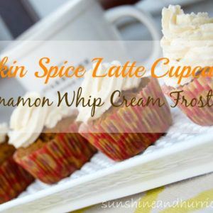 pumpkin spice latte cupcakes with cinnamon whip cream frosting