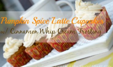 pumpkin spice latte cupcakes with cinnamon whip cream frosting