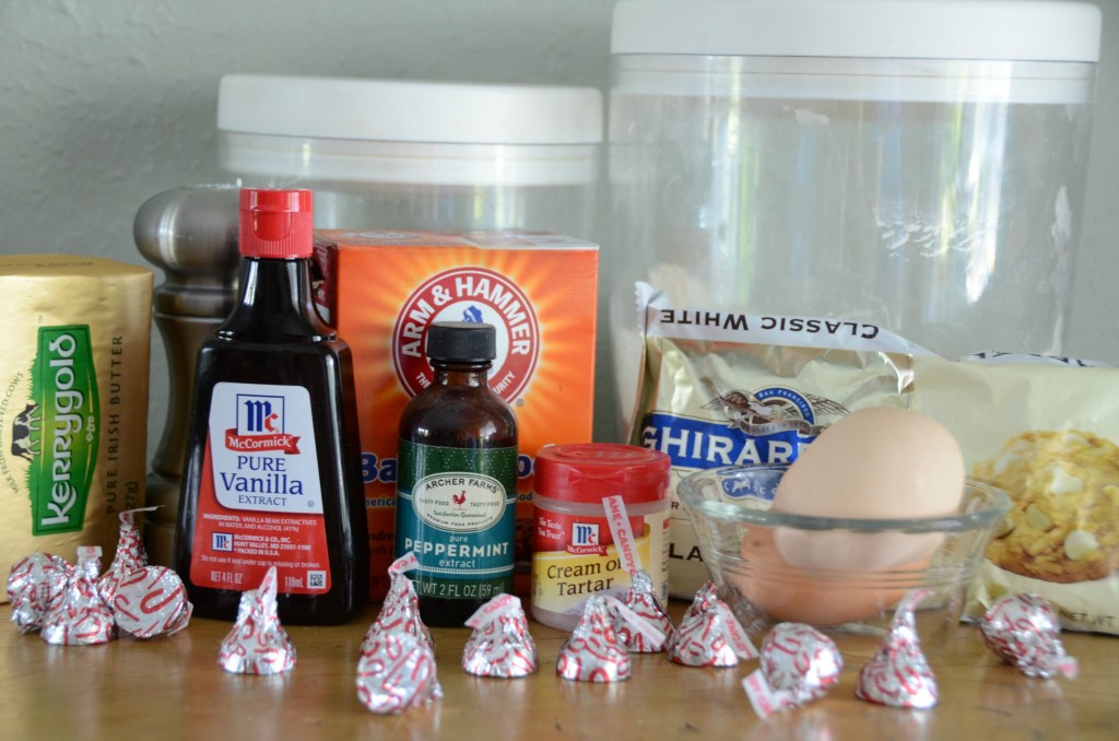 White Chocolate Peppermint Kiss Cookies