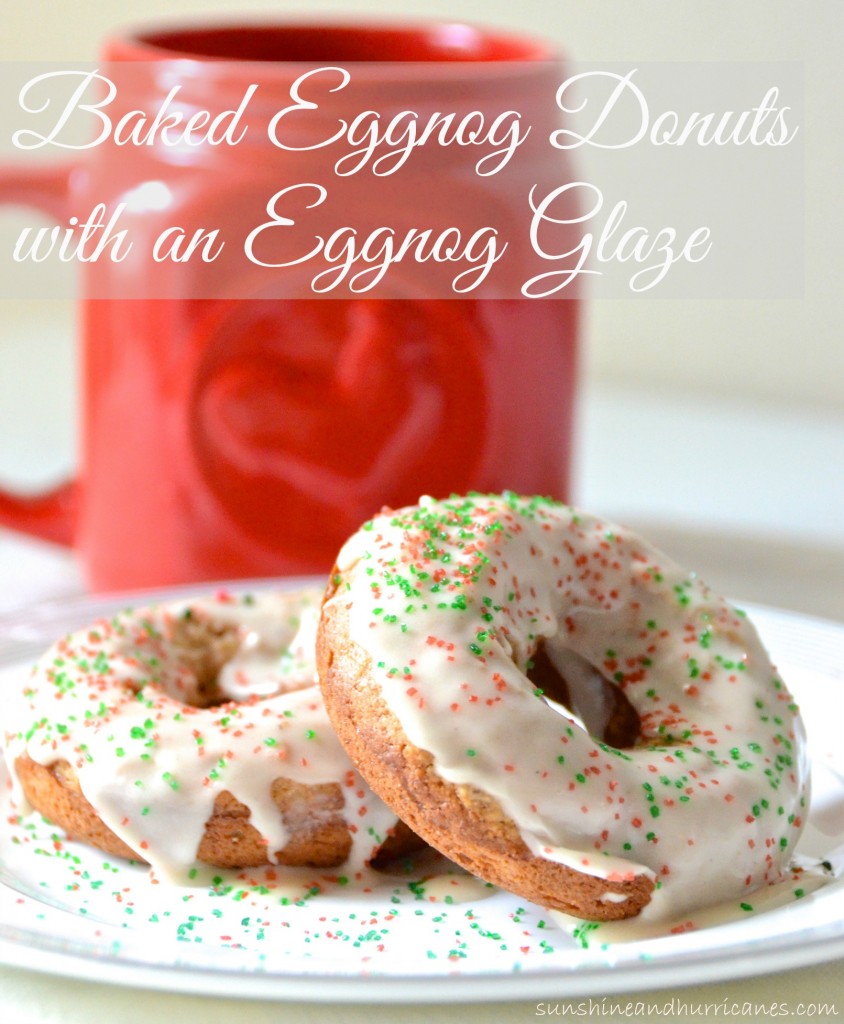 Baked Eggnog Donuts with eggnog glaze - A delicious holiday inspired breakfast recipe perfect for Christmas morning or any festive holiday occasion.