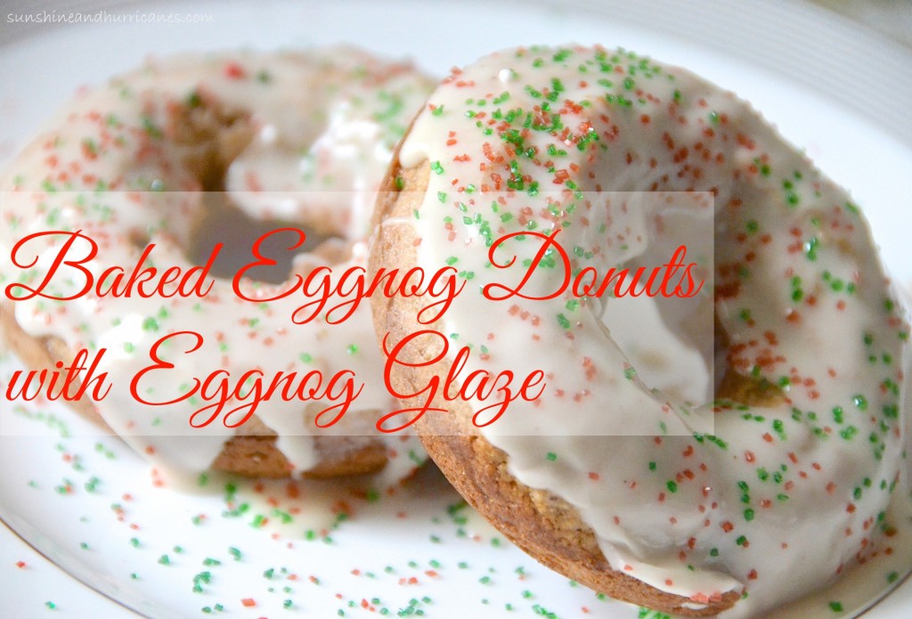 Baked Eggnog Donuts with Eggnog Glaze. A festive holiday breakfast ready that even those who don't care for eggnog will love. sunshineandhurricanes.com 