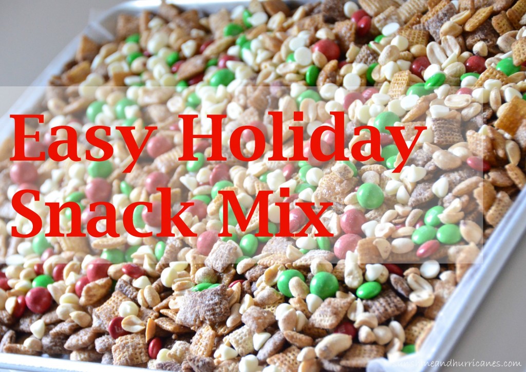 Easy Holiday Snack Mix. Great for Parties, Get Togethers and Even as a Hostess or Neighbor Gift. sunshineandhurricanes.com 
