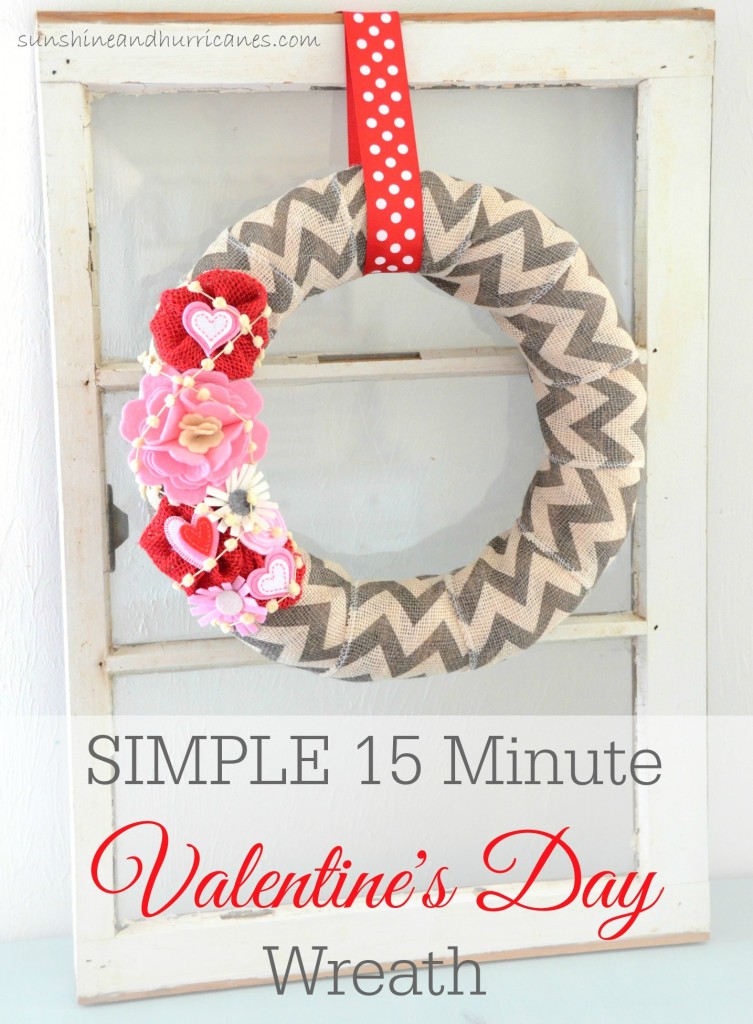 Looking for some quick, easy and budget friendly Valentine's Day Decor? It Doesn't Get Any Easier (Or CUTER) Than This Simple 15 Minute Valentine's Day Wreath. sunshineandhurricanes.com