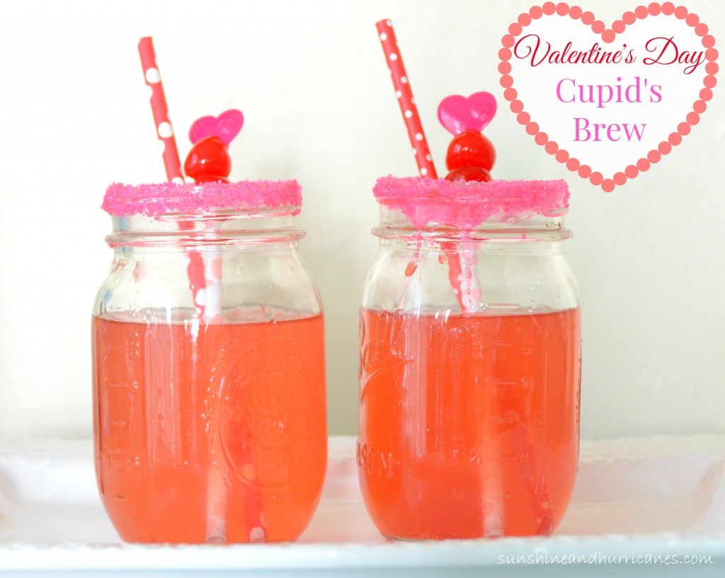 A quick and easy Valentine's Day Pink Drink perfect for all sorts of Valentine's Day Parties. Valentine's Day Cupid's Brew. sunshineandhurricanes.com