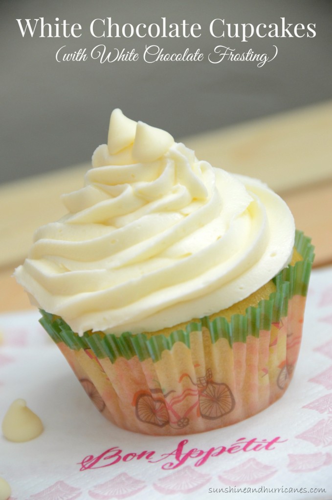 If you are a cupcake lover than you won't be able to resist this delicious cupcake recipe. White Chocolate Cupcakes with White Chocolate Frostings. sunshineandhurricanes.com