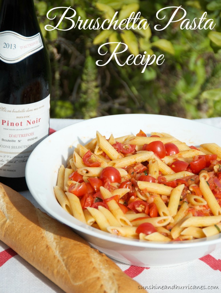 Looking for a fresh, healthy and EASY family dinner? This pasta dish comes together quickly and only requires a few ingredients. A great option for a money saving meatless meal or vegetarian opti<a data-cke-saved-href='http://izea.it/l2pYj' href='http://izea.it/l2pYj' rel='nofollow'>Florida Tomatoes</a>on. It's also just as good cold as it is warm, so it's perfect for school lunch for the kids. Bruschetta Pasta Recipe. sunshineandhurricanes.com