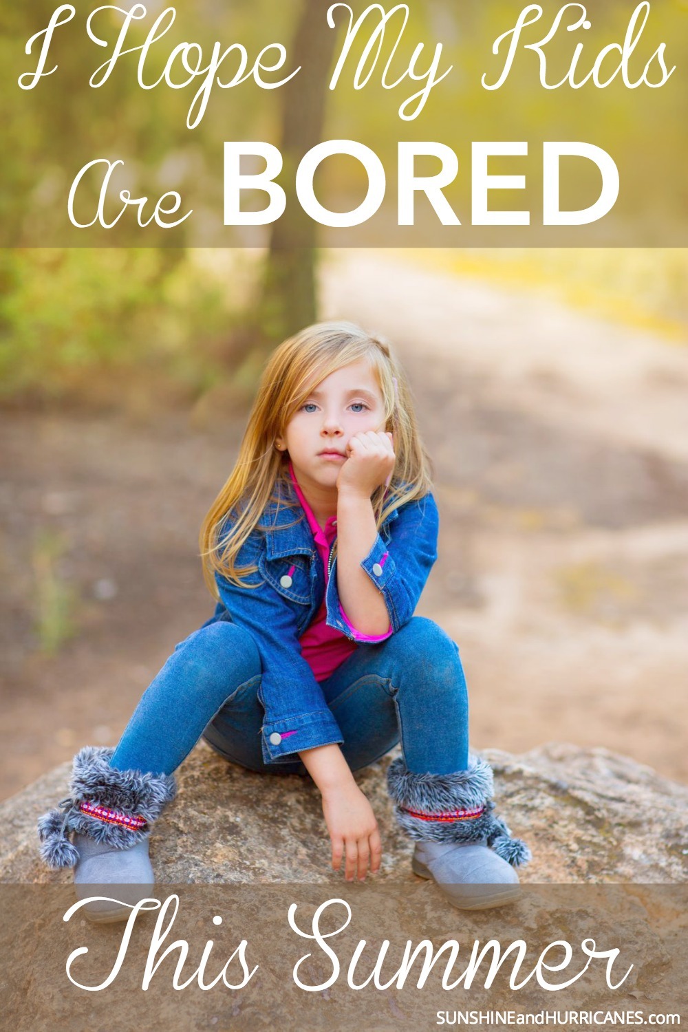 Boredom isn't bad. It isn't a sign that your failing as a parent or that somehow your children are missing out on important enrichment activities. Boredom is a way for kids to tap into their imaginations and creativity and learn to entertain themselves. It's worked for generations of kids before this one and we had some pretty fun summers filled with made-up adventures, getting dirty and chasing fireflies at night. That's why I HOPE MY KIDS ARE BORED THIS SUMMER>