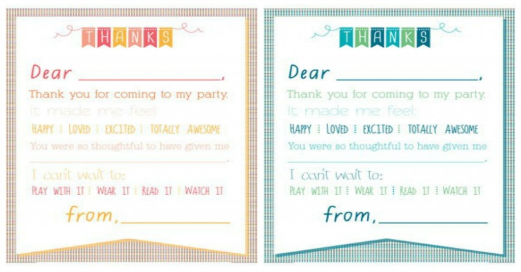 Printable Birthday Thank You Notes FB