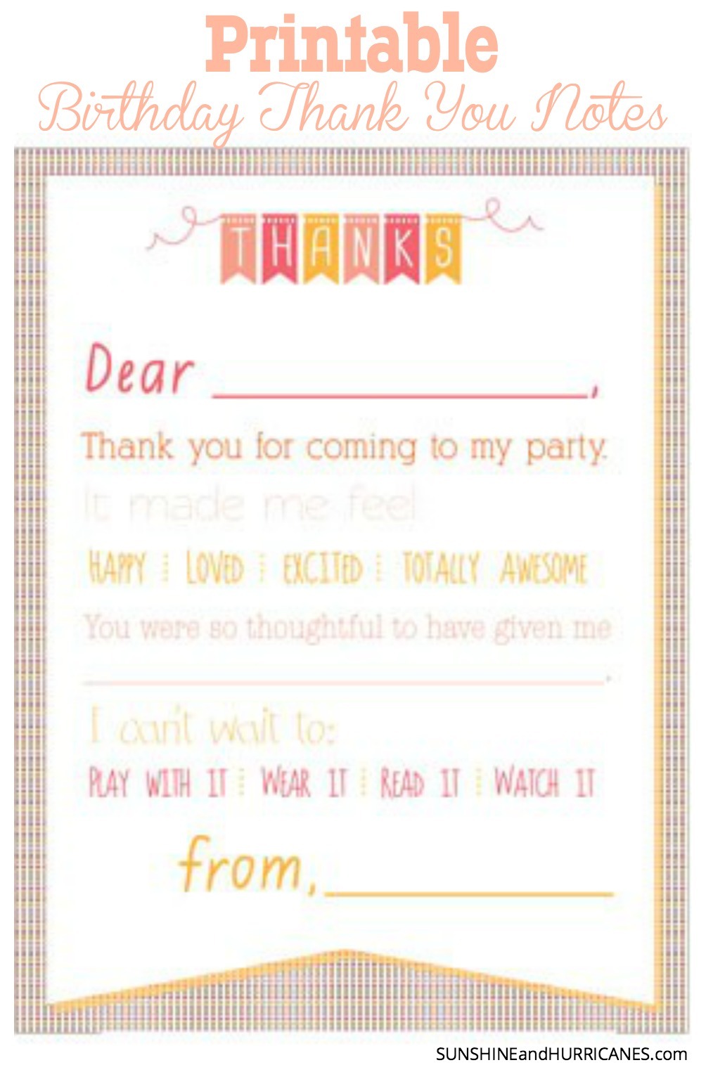Instant Download Printable Birthday Thank You Cards Balloons Thank You