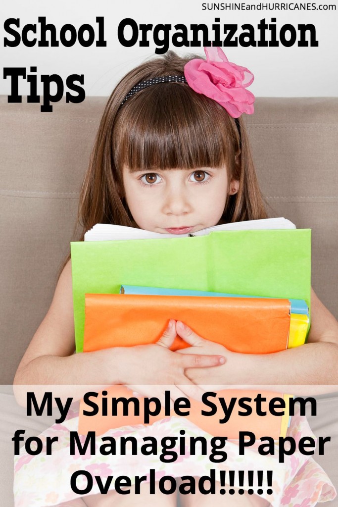 Are you completely overwhelmed by all the paperwork that comes home from school with your kids every day?! I was too! It stressed me out and I was so frustrated. Then I developed a simple system (yes, really simple) that helped me sort through it all in a quick and easy way and even organize and store the most important things. Here I'll share my School Organization Tips for Managing Paper Overload with you. SunshineandHurricanes.com