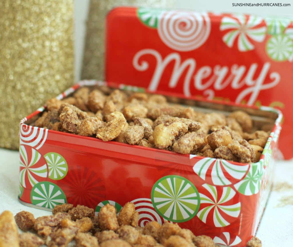 Sugared Mixed Nuts Recipe packaged in pretty holiday tins make thoughtful and affordable gifts for teachers, friends, neighbors and other special people on your gift list. 