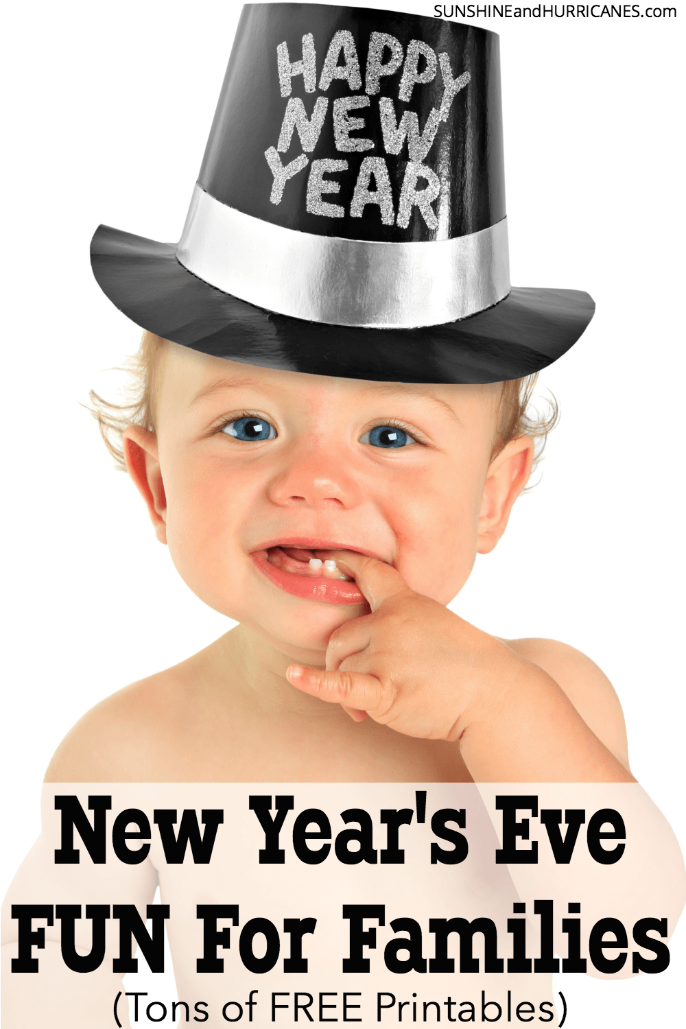 Looking for some family fun for New Year's? Make a party at home with all these free New Year's Printables. Games, party favors, goal planning, photo booth props and more to make ringing in the New Year a true celebration. New Year's Eve Printables from SunshineandHurricanes.com 