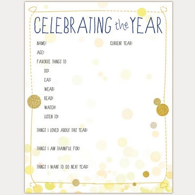 New Years Eve Rating the Year Printable