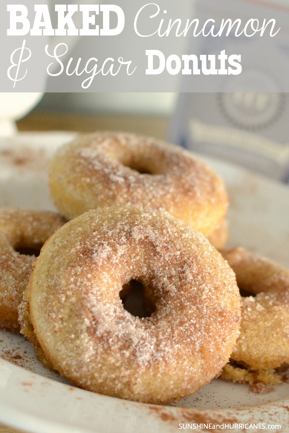 A sweet and tasty breakfast treat that you can fill good about feeding your kiddos. Baked and not fried, it's a yummy option for a lazy weekend morning at home to enjoy with everyone still in their PJ's. Cinnamon and Sugar Baked Donut Recipe. SunshineandHurricanes.com