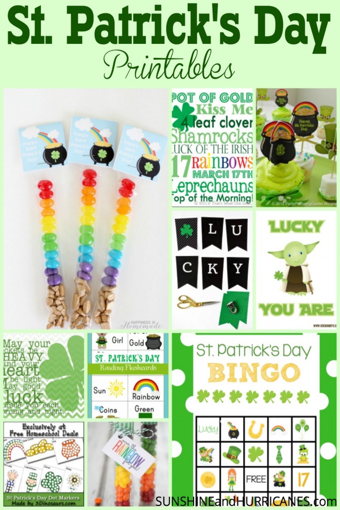 Looking for fun and free printables to celebrate St. Patrick's Day? Treat bags, games, learning worksheets, coloring pages, and even home decor ideas to get your green on for St. Patty's Day! Ideas for teachers, parents, and even the office! St. Patrick's Day Printables for all!