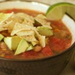 Tortilla Soup with Pinto Beans.