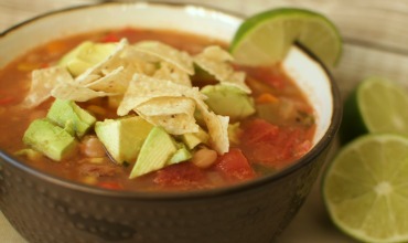 Tortilla Soup with Pinto Beans.