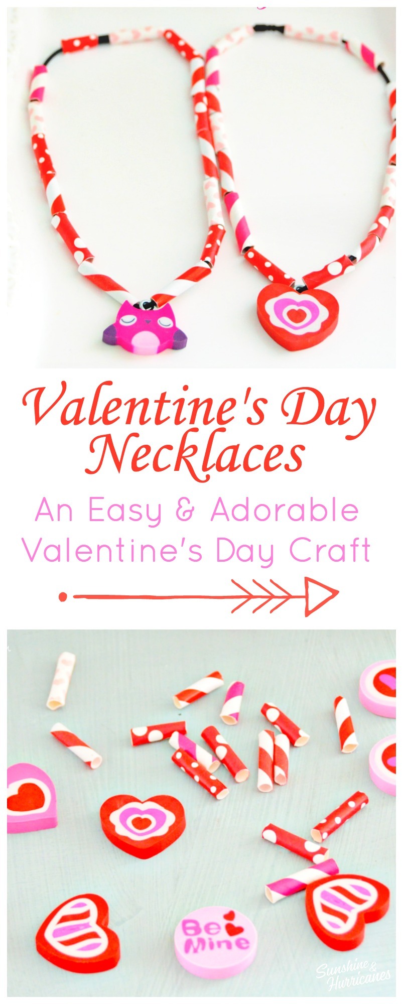 These Adorable Valentine's Day Necklaces are so super easy to make! A perfect Valentine's Day craft for a school party or just festive fun at home. 