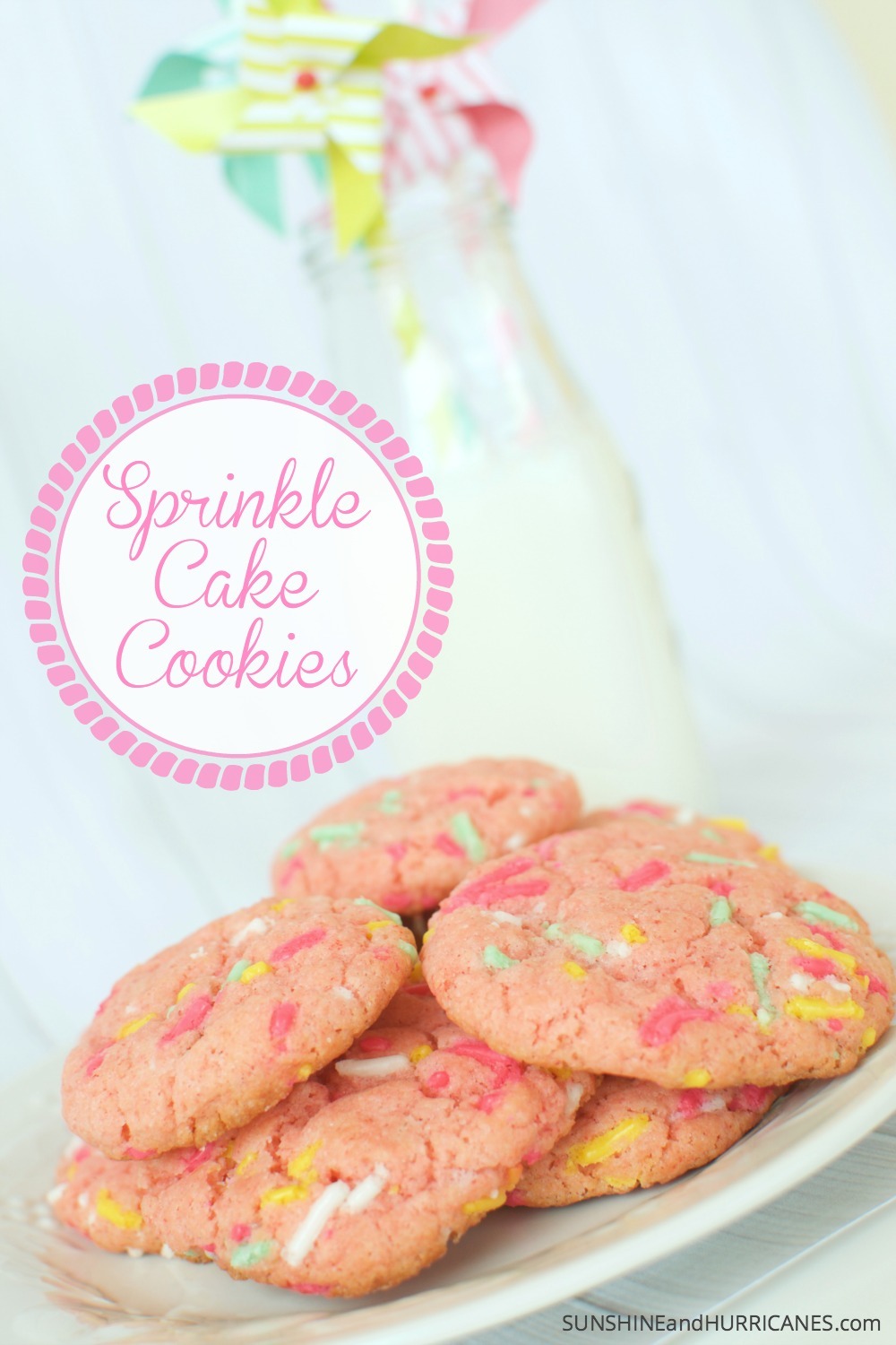 Looking for a quick and easy cookie recipe for a class party, bake sale or even a princess tea party? These tasty cake box cookies are so easy to make and can even be customize to your own tastes or even a theme. Bake them together with your kids or they are even easy enough for older kids to make themselves. Sprinkle Cake Cookies. SunshineandHurricanes.com