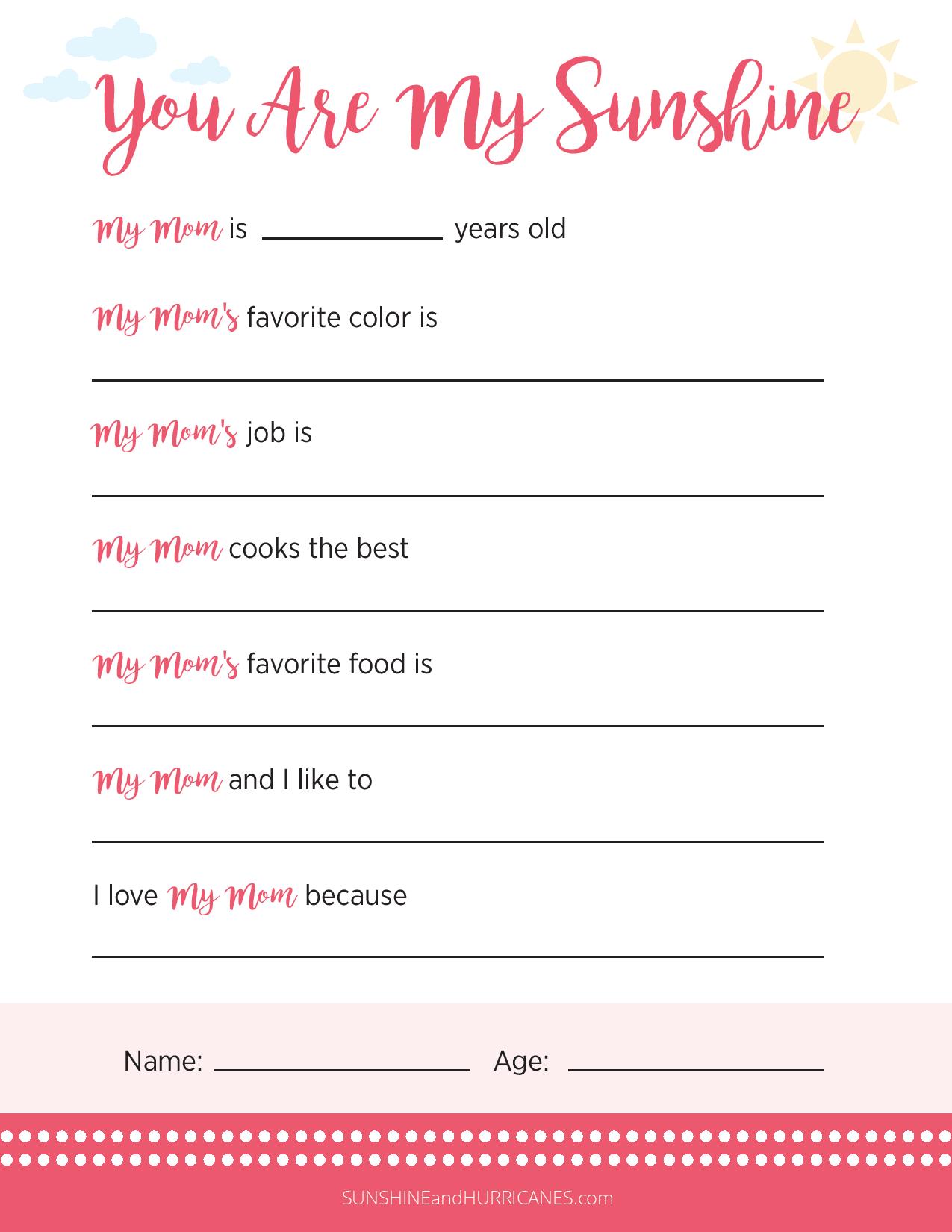 Free Printable Mother's Day Questions - Printable Word Searches