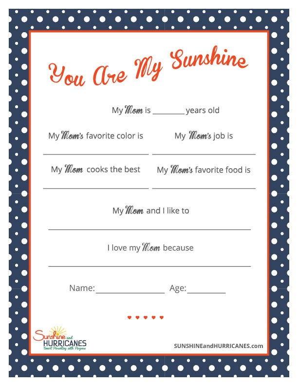 This Printable Mother's Day Questionnaire will be a meaningful gift that moms will always cherish. Mother's Day Questionnaire from SunshineandHurricanes.com