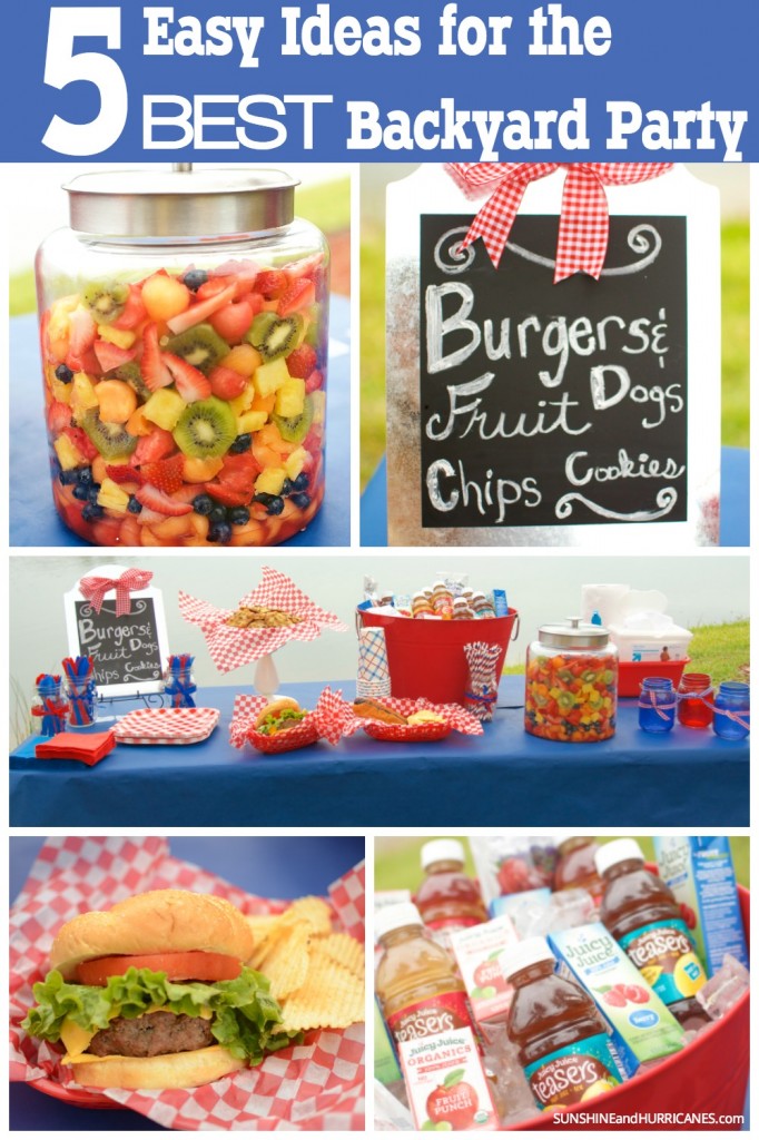 Warm afternoons spent swimming in the pool, playing cornhole and cooking up burgers and dogs, that is what summer is all about! Entertaining can be easy and even the hostess can enjoy herself with these 5 easy ideas for the BEST Backyard Party. SunshineandHurricanes.com