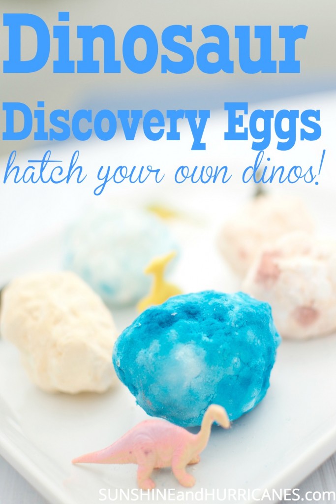 A fun and easy science activity for home or school, kids can form and then hatch their very own dinosaur eggs! 3 simple household items let you create these eggs for your dino enthusiasts! STEAM, STEM appropriate activity for preschool and elementary aged children. Dinosaur Discovery Eggs