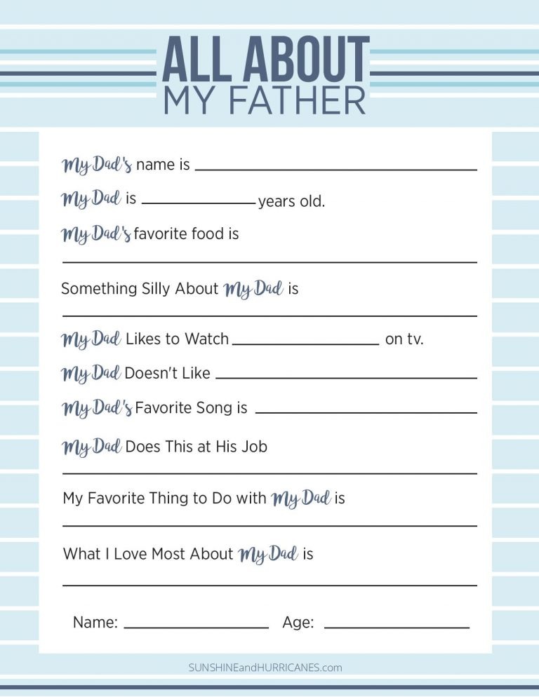 My Daddy Questionnaire Printable Printable Word Searches