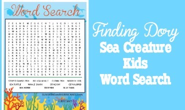 Finding Dory Kids Word Search