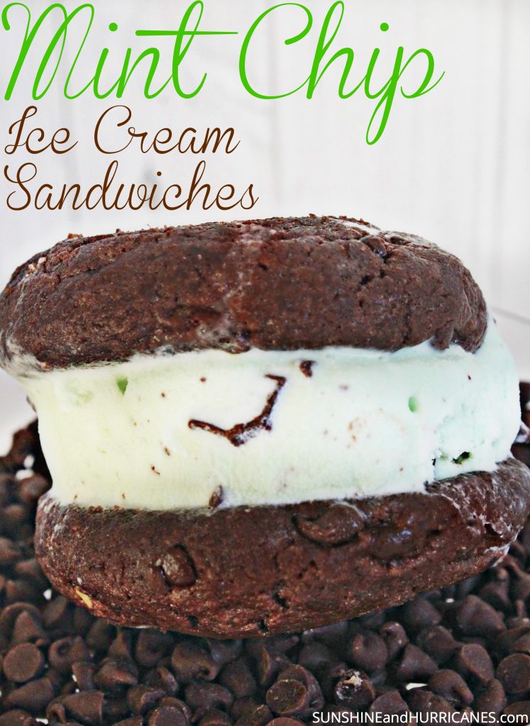 This fun and easy dessert is a cinch to make and everyone will devour them ibefore you can say Summer! These Mint Chip Ice Cream Sandwiches are delicious because of the homemade chocolate mint cookies that are incredible on their own but takes flavor to a new level when paired with chocolate chip mint ice cream! Perfect for parties, cookouts, and a backyard BBQ! 