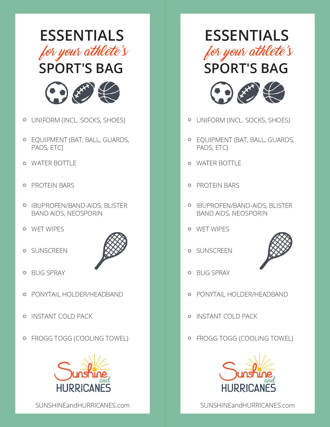 Tired of dropping off your kid for practice or arriving at an important game only to discover your child has forgotten their jersey or their shoes or sunscreen. It can be tempting to take over for them, but managing these things for themselves are an important life skill. Help them get organized and never leave essentials behinds with this Printable Kids Sports Bag Essentials Checklist. 