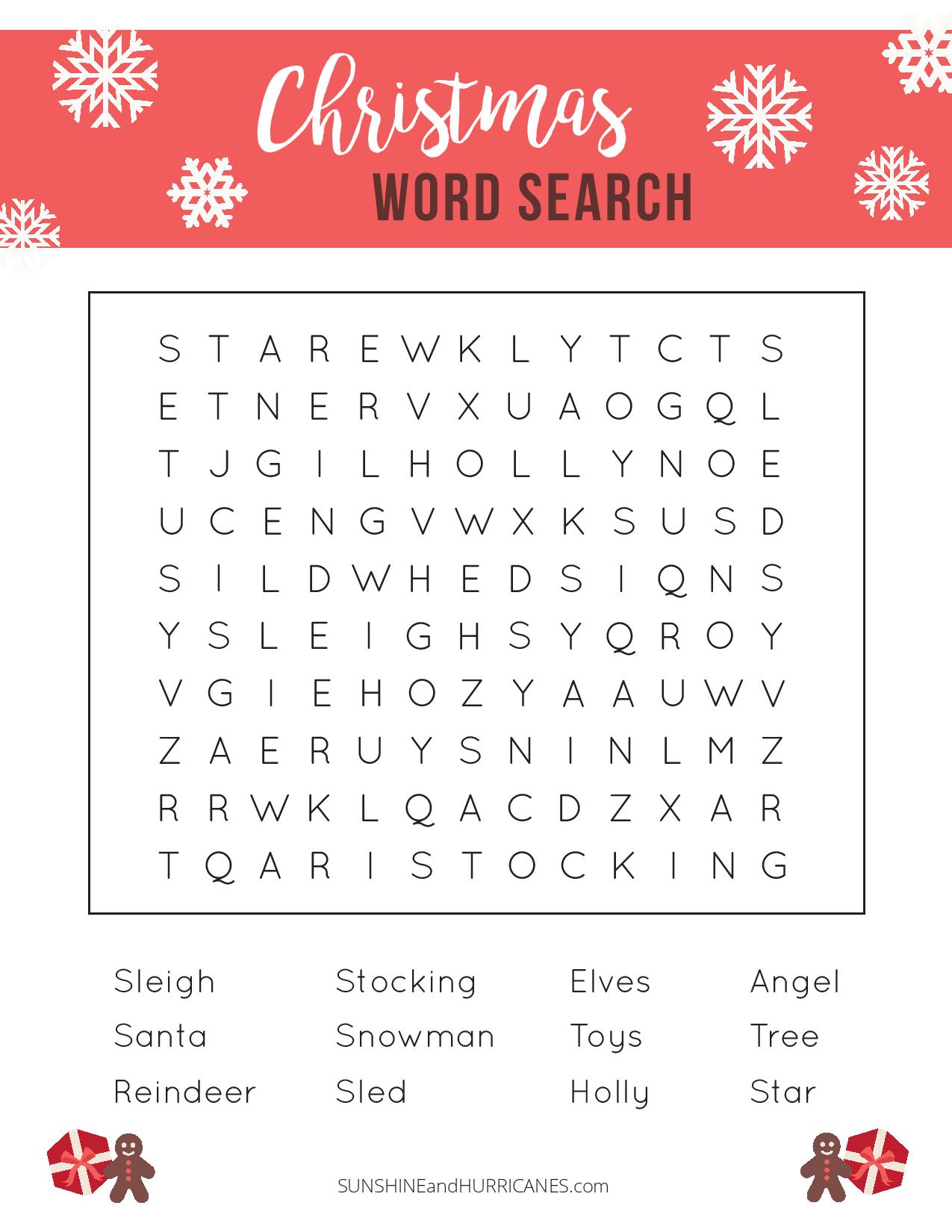 This FREE Printable Christmas Word Search would be perfect for a school holiday party of a Christmas family game night. 