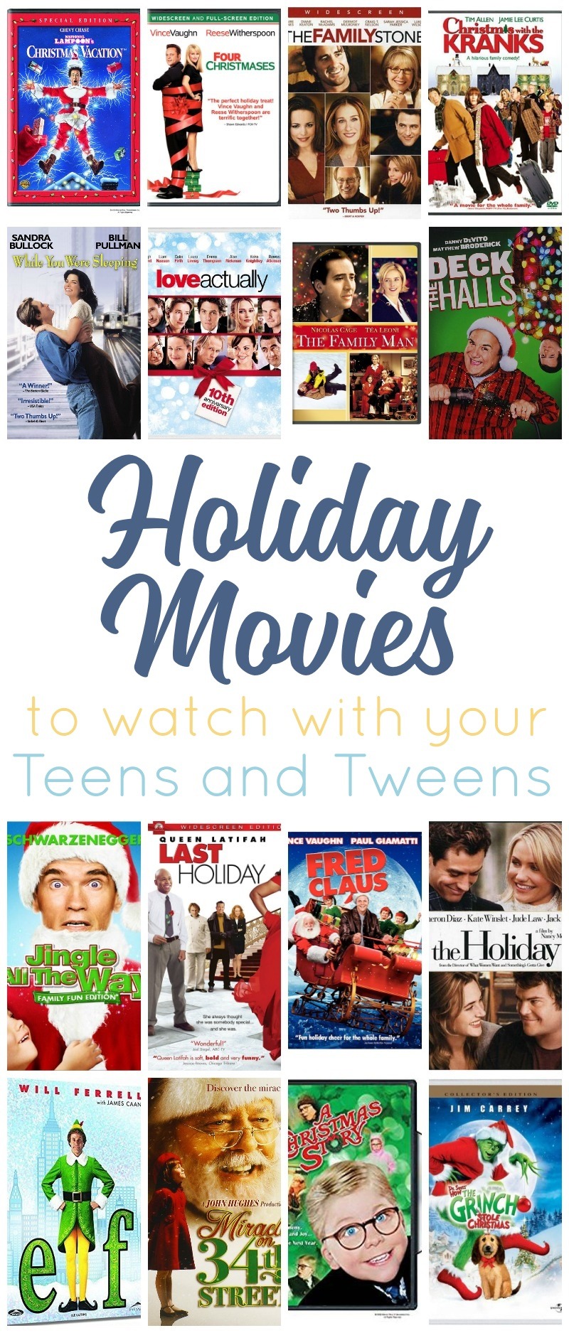 Although our older kids may get tired of holiday favorites like Rudolph and Frosty, we can still keep up the tradition of family movie nights during the holidays with these holiday movies for teens and tweens