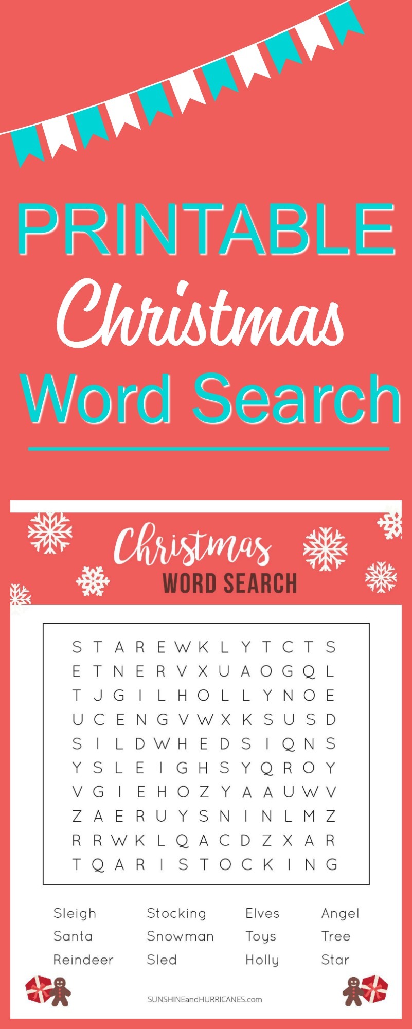 This FREE Printable Christmas Word Search would be perfect for a school holiday party of a Christmas family game night.