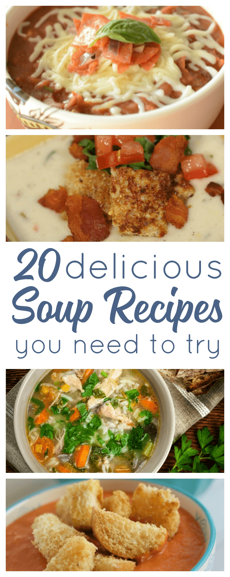Comfort Food at its finest. These 20 soup recipes are simple, yet wonderfully delicious. Fill their stomachs while soothing their souls, soup is the perfect family meal. An easy dinner solution for busy families. 