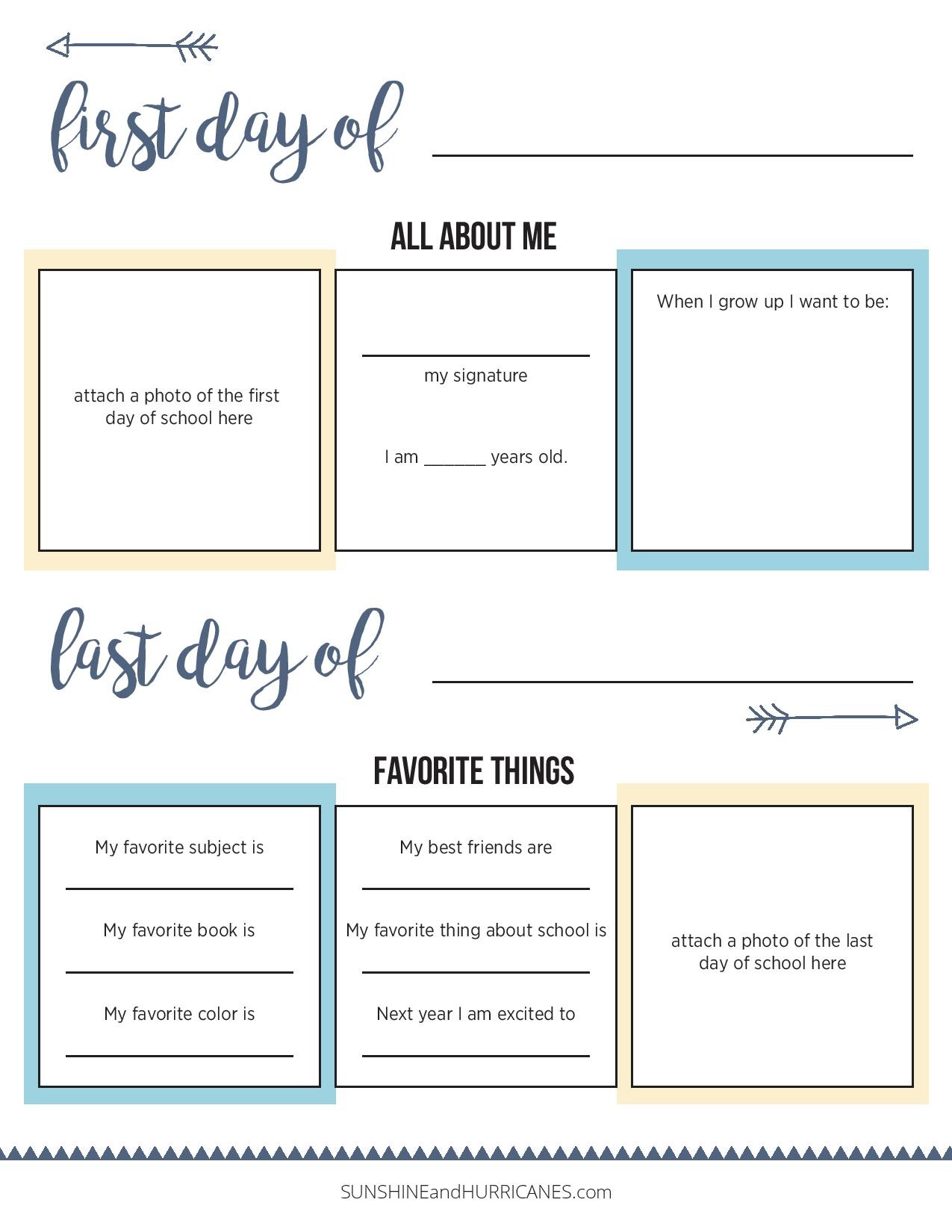 All About Me First Day of School Printable