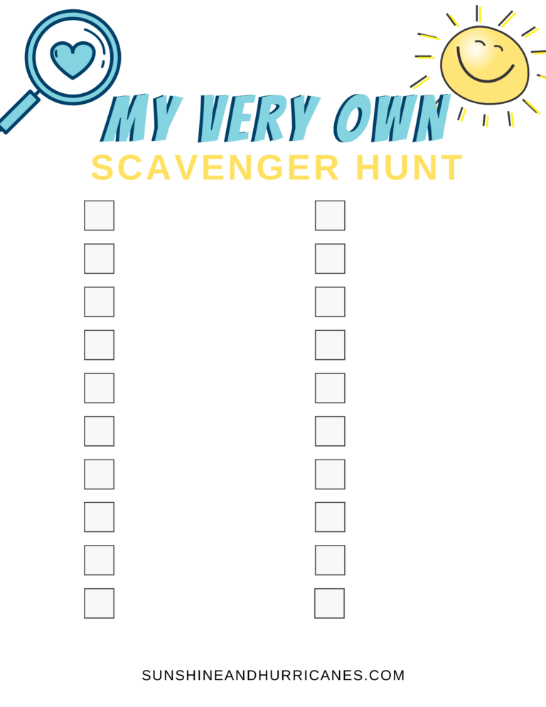Printable Scavenger Hunt For Kids Set - Sunshine and Hurricanes
